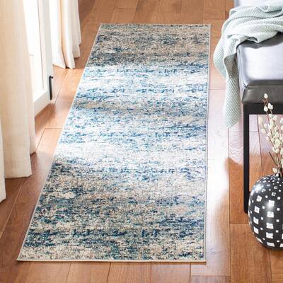Madison Gray/Blue 2 ft. x 16 ft. Abstract Gradient Runner Rug