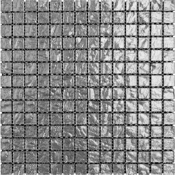 Apollo Tile Silver 4 in. x 5 in. Polished Glass Mosaic Tile Sample (0.13 sq. ft./Piece)