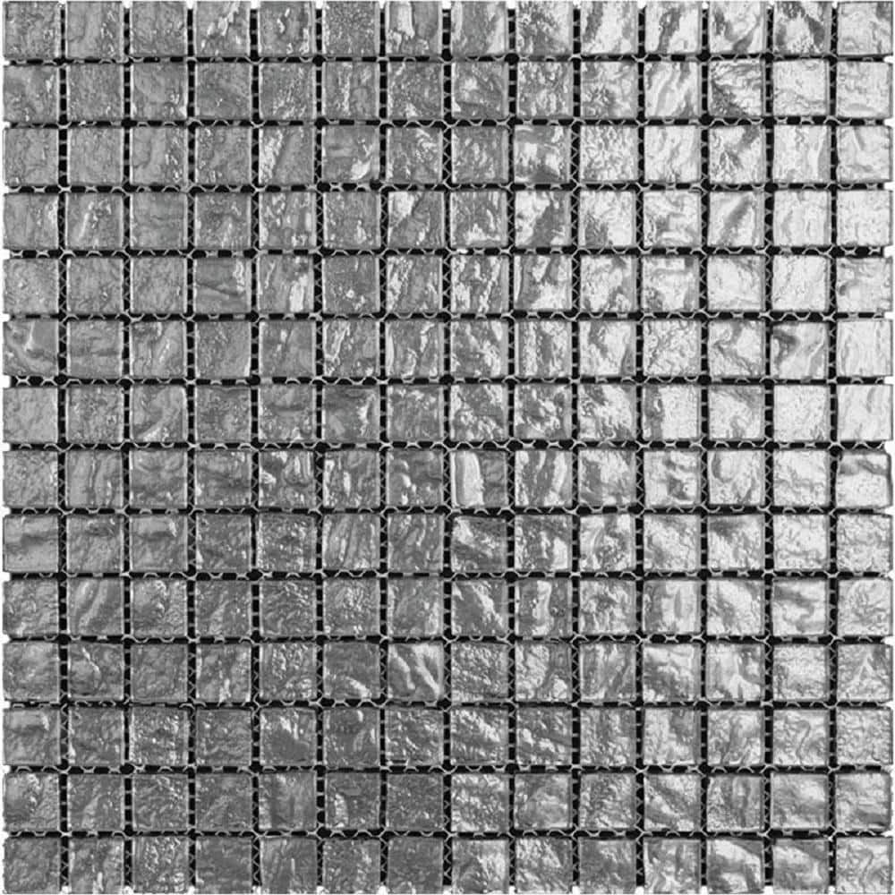 Apollo Tile 5 Pack Silver 11.7-in. x 11.7-in. Polished Glass Mosaic Tile (4.75 Sq ft/case)