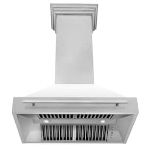 36 in. 700 CFM Ducted Vent Wall Mount Range Hood with White Matte Shell in Fingerprint Resistant Stainless Steel