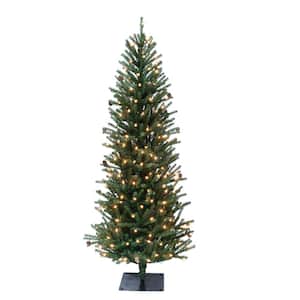 5 ft. Green Pre-Lit Fir Artificial Christmas Tree with 200-Lights and Pines Cones
