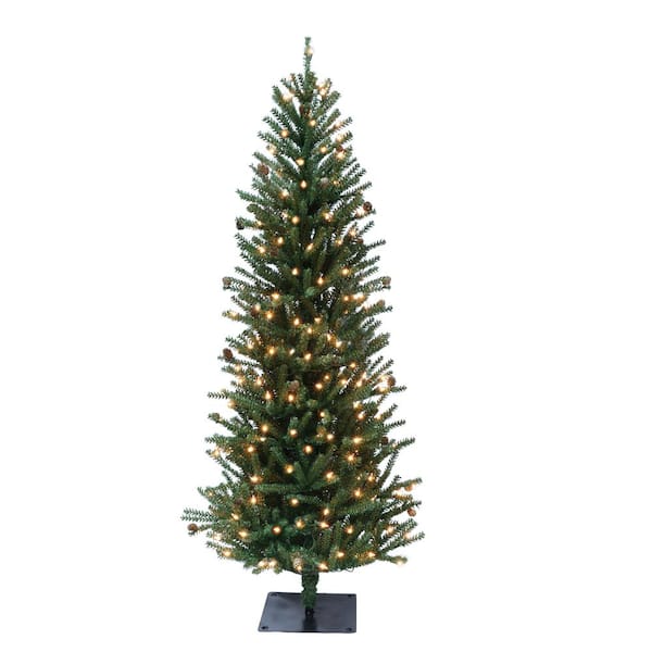Puleo International 5 ft. Prelit Fir Artificial Christmas Tree with 200 Lights and Pines Cones