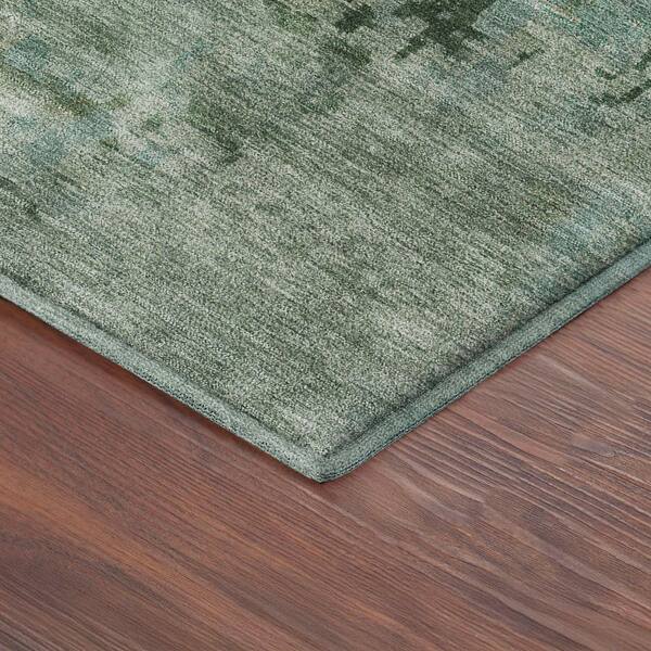 Mayfield Premium Machine Washable Abstract AMF2360 Sage 8 ft. x 8 ft. Round Rug