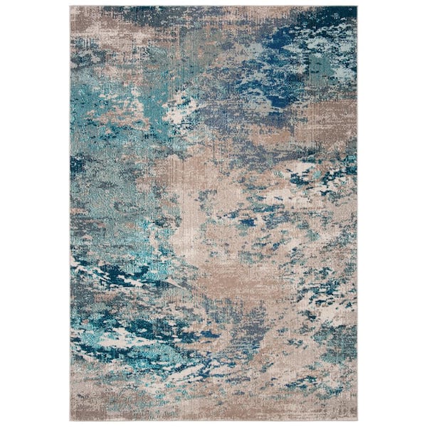 SAFAVIEH Madison Blue/Gray Doormat 2 ft. x 4 ft. Abstract Gradient Area Rug