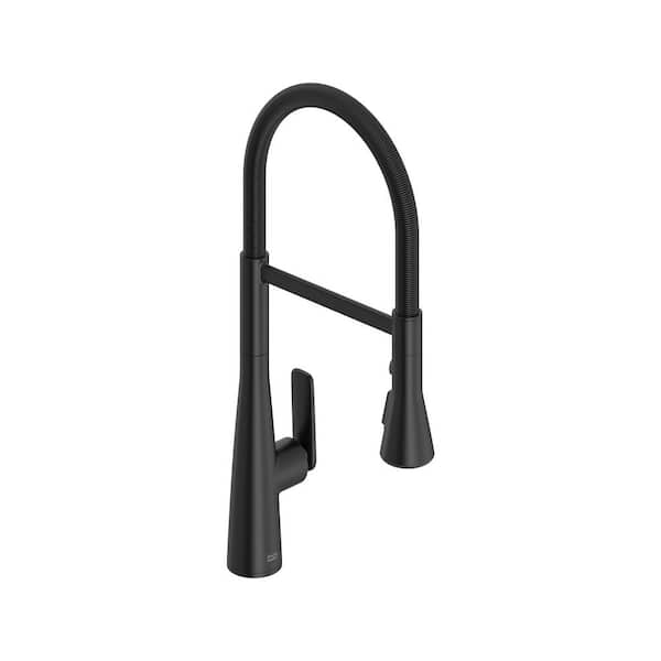Aspirations 20 in. Semi-Pro Pull Down Sprayer Kitchen Faucet with 360° Swivel Spout in Matte Black
