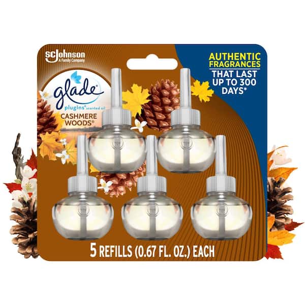 Glade 3.35 fl. oz. Cashmere Woods Scented Oil Plug-In Air Freshener Refill (5-Count)