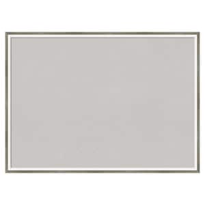 Lucie Silver White Wood Framed Grey Corkboard 29 in. x 21 in. Bulletin Board Memo Board