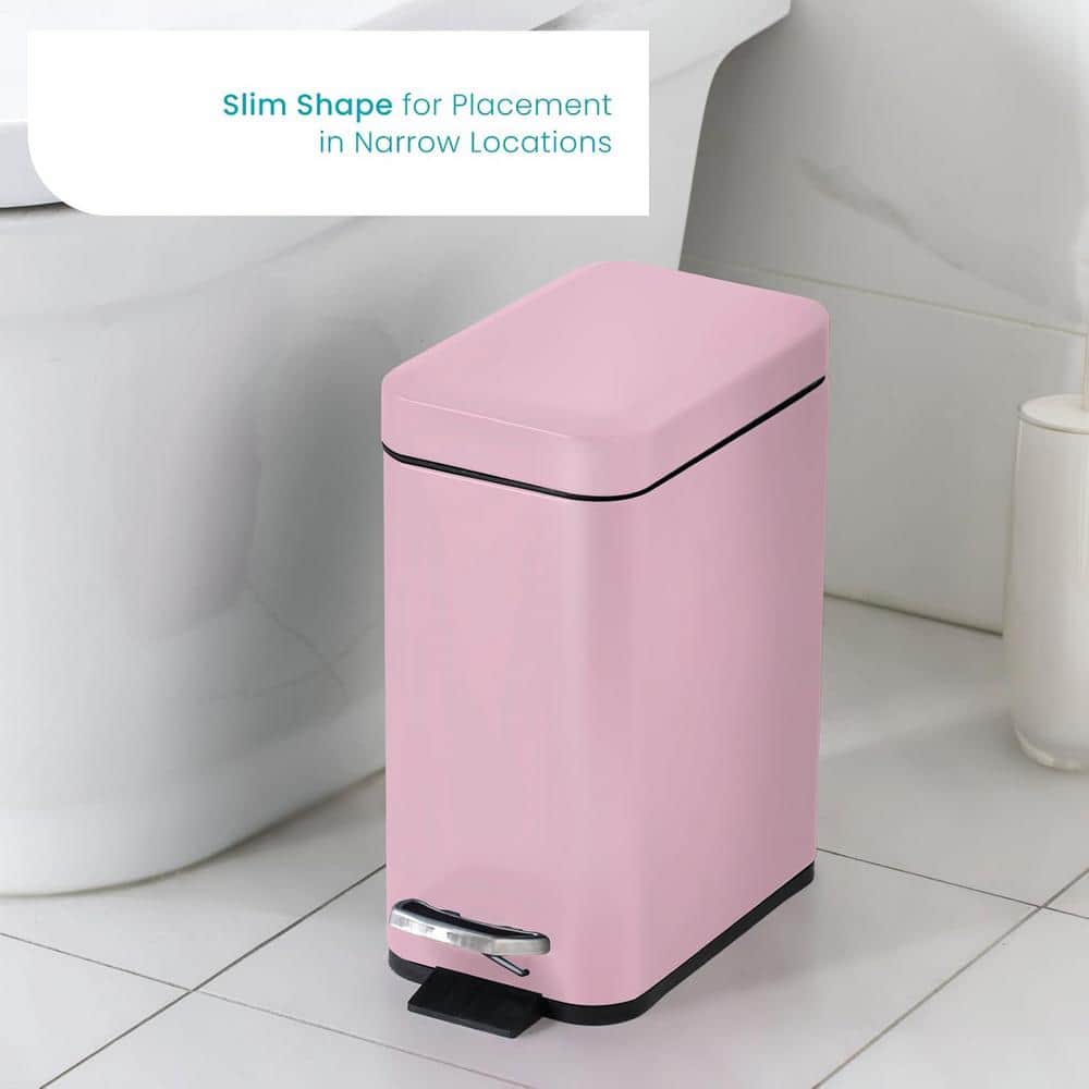 Matte Pink Stainless Steel 1.3 Gallon Bathroom Trash Can