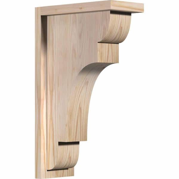 Ekena Millwork 5-1/2 in. x 12 in. x 20 in. Douglas Fir New Brighton Smooth Corbel with Backplate