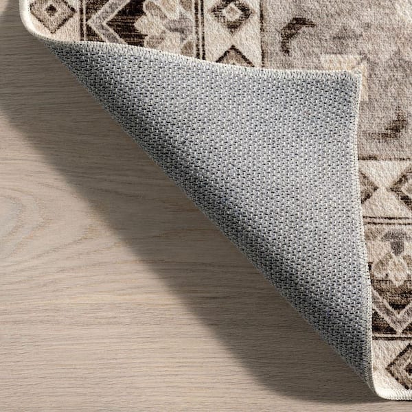 RUGS USA Clovebud Geometric Machine Washable Beige 5 ft. x 8