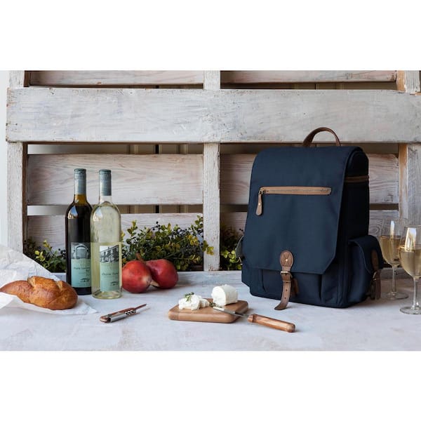 Moreno Navy 3-Bottle Wine & Cheese Tote