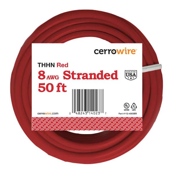 Cerrowire 50 ft. 8 Gauge Red Stranded Copper THHN Wire