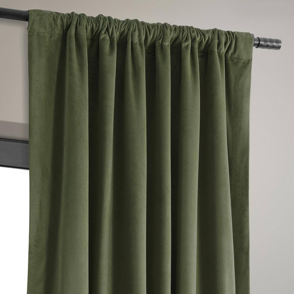 Hunter Green Velvet Blackout Curtain Panel 50W x 120L