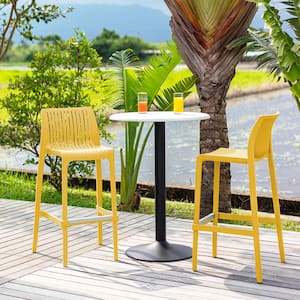 Milos Gold Stackable Resin Outdoor Bar Stool (2-Pack)