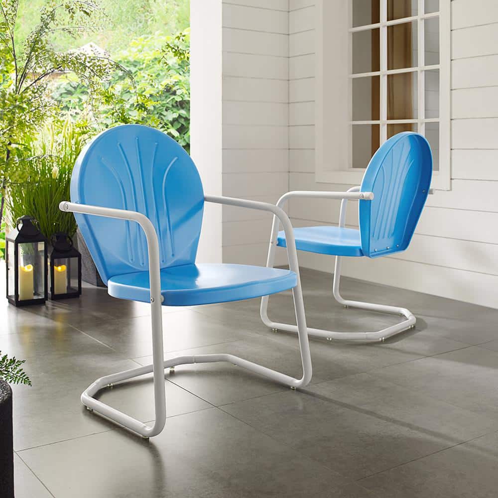 Sky Blue Griffith 34.5'' Sturdy Steel Outdoor Dining Chair