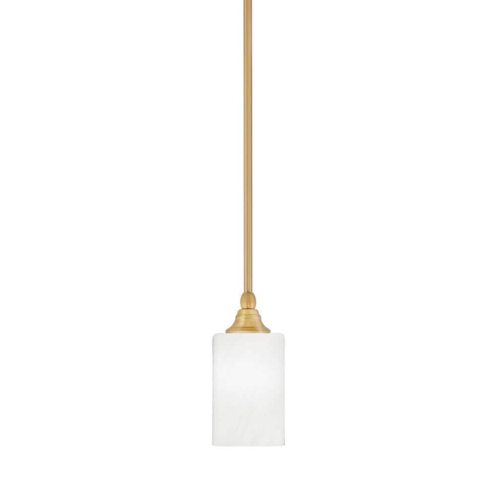 Sparta 100-Watt 1-Light New Age Brass Shaded Pendant Light Mini Pendant wit