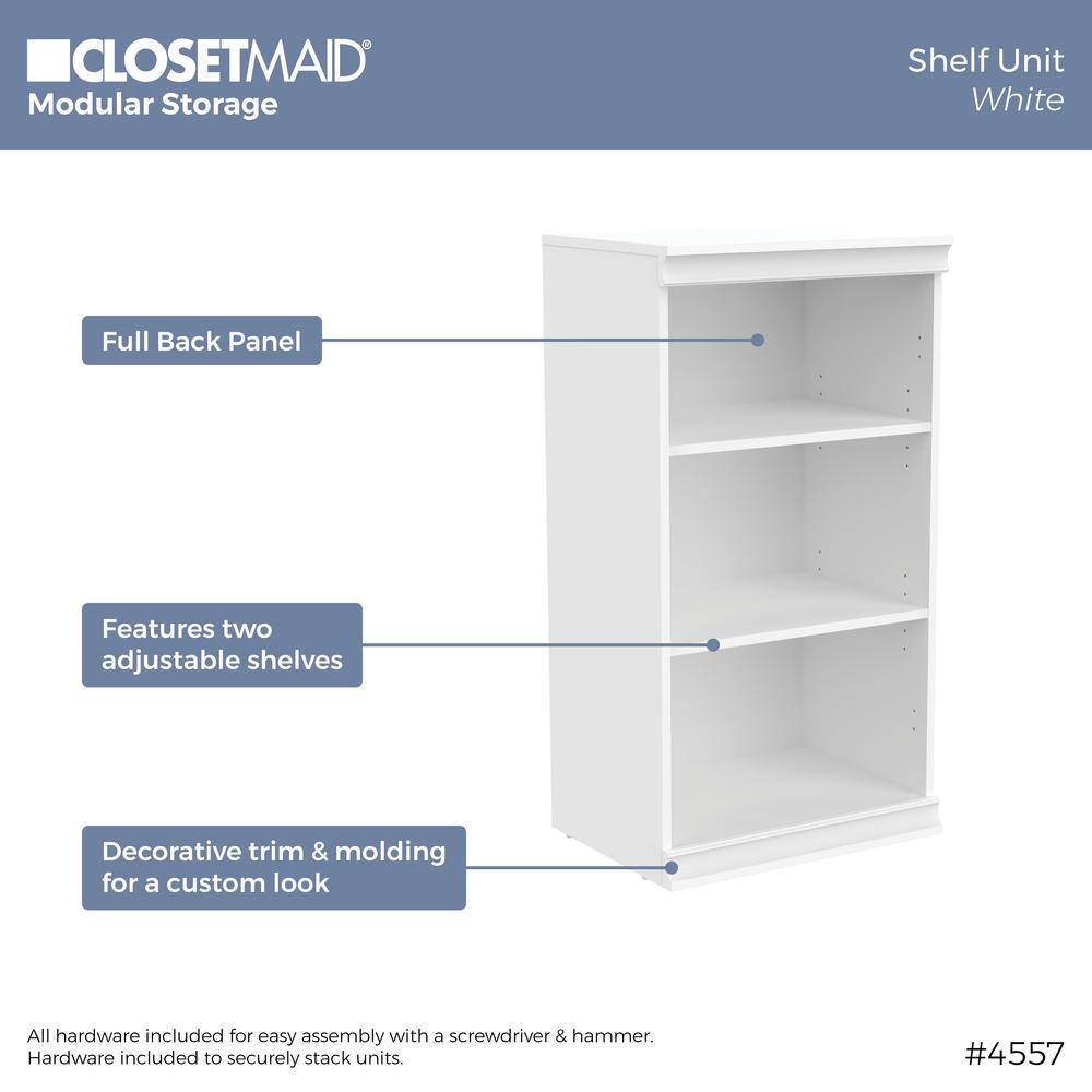 White Laminate 3-Shelf Office Storage Cabinet with Adjustable Shelving