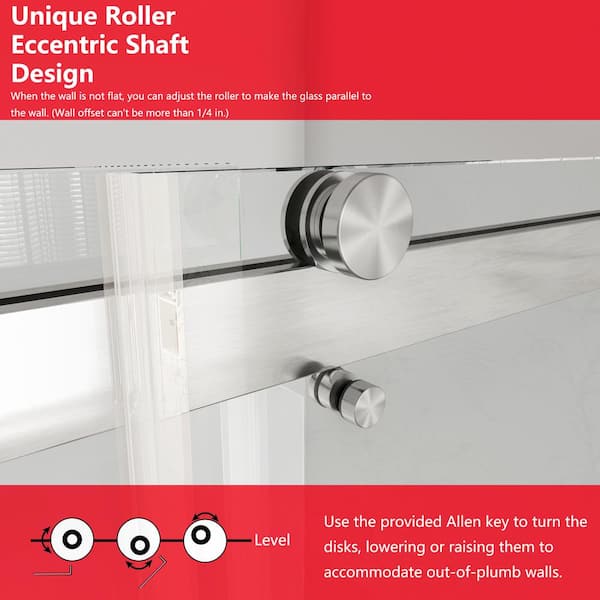 YINVANI 60 in. W x 76 in. H Double Sliding Frameless Bypass