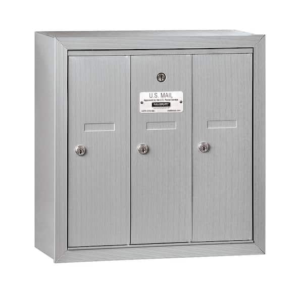 Salsbury Industries 3500 Series Aluminum Surface-Mounted Private Vertical Mailbox with 3 Doors