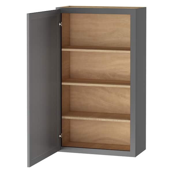 Keyport Shaker 24 in. W x 12 in. D x 42 in. H Plywood Tool-Free Ready To Assemble Wall Kitchen Cabinet in Charcoal