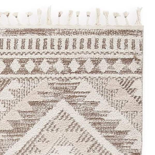 Doel Brown and Cream 94.5 in. x 129 in. Geometric Area Rug