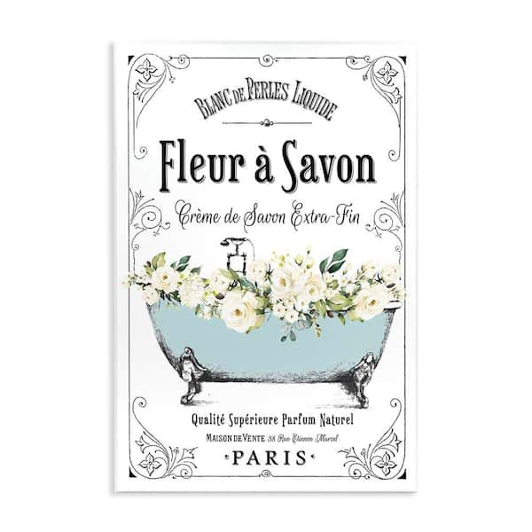 Parisian Bathroom Advertisement Floral Tub by Lettered and Lined Unframed Graphic Art Print Typography 10 in. x 15 in.