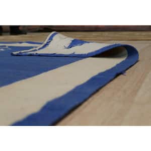 Blue 9 ft. x 12 ft. Area Rug Handwoven Wool Modern Flat Weave Rug