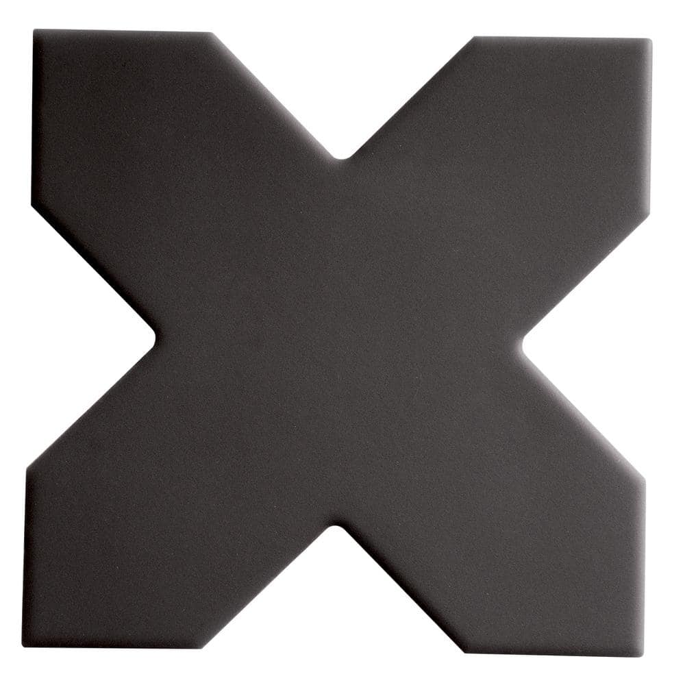 Seville 5 in. x 5 in. Matte Graphite Black Porcelain Cross Wall and Floor Tile (5.31 sq. ft./case)-34 Pack price history on PriceWatchPro