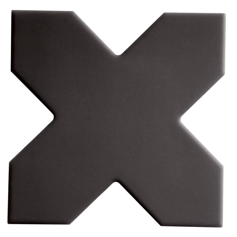 Seville 5 in. x 5 in. Matte Graphite Black Porcelain Cross Wall and Floor Tile Sample price history on PriceWatchPro