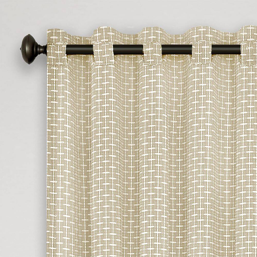 Tan Ground Length Light Filtering Grommet Top Drapes