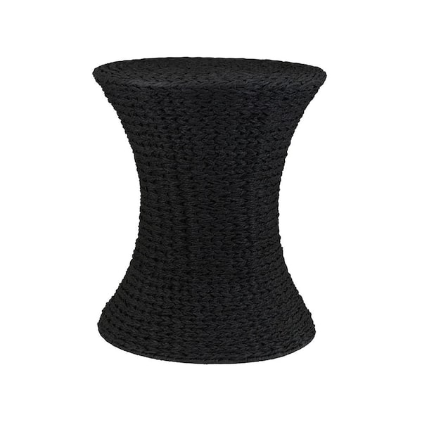 HOUSEHOLD ESSENTIALS 18 in. Hour Glass Table in Black Paper Rope