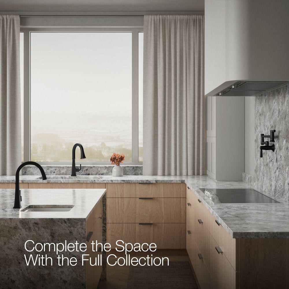 Matte Black Single-Handle Pull-Down Kitchen Faucet with Sprayhead
