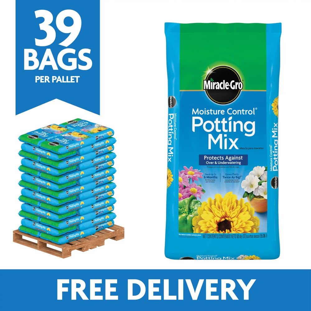 Miracle-Gro Moisture Control Potting Mix, 1950 qt., Guards Against Over and  Under Watering, Potting Soil, (Pallet of 39 50 qt. Bags) VB21617 - The ...