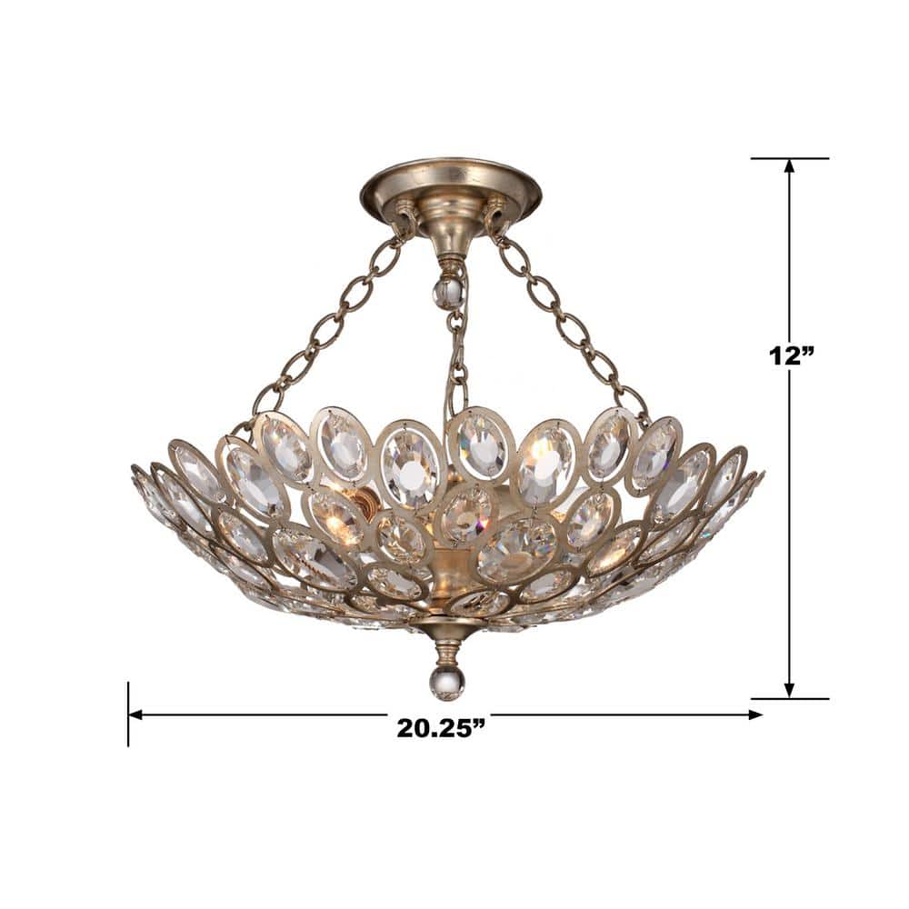 Sterling Distressed Twilight Crystal 3-Light Ceiling Mount