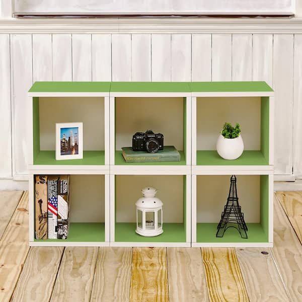 Way Basics 26 in. H x 40 in. W x 11 in. D Green Recycled Materials 6-Cube Storage Organizer