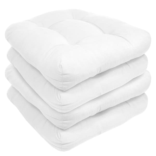 Sweet Home Collection Indoor-Outdoor Reversible Patio Seat Cushion Pad 4 Pack, White