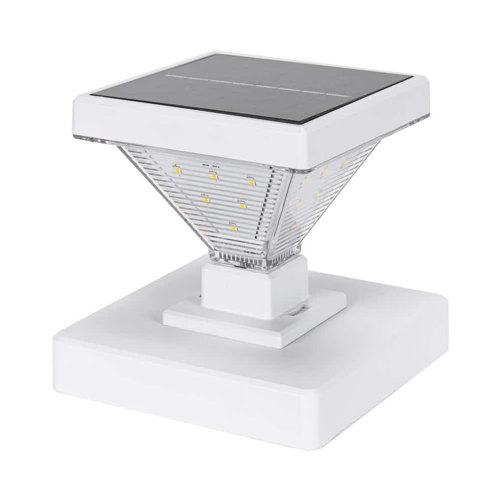 Luxor White Solar LED Post Cap Lights with Dusk to Dawn Mode (Set of 2)