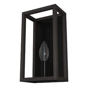 Squire Manor 1-Light Matte Black Wall Sconce with Dark Ash Frame