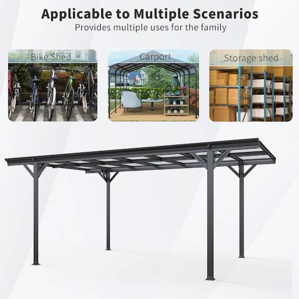 16 ft. x 10 ft. Carport Outdoor Garage with Aluminum Alloy