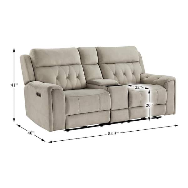 Lazzara Korlan 84.5 in W Microfiber 2-Seater Power Double