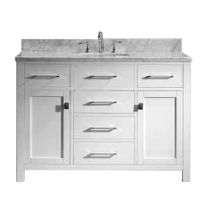 Caroline 49 in. W Bath Vanity in White with Marble Vanity Top in White with Square Basin