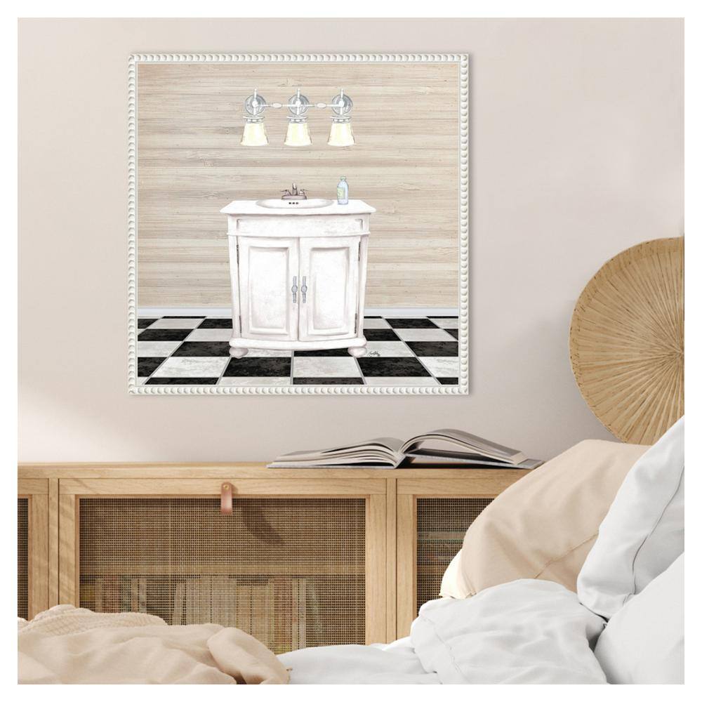Elizabeth Medley White Canvas Bathroom Quote Art with Floater Frame
