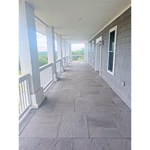 Patio-on-a-Pallet 12 in. x 24 in. and 24 in. x 24 in., 48 sq. ft. Concrete Gray Basketweave York-Stone Paver (18-Pieces) Patio-on-a-Pallet 12 in. x 24 in. and 24 in. x 24 in., 48 sq. ft. Concrete Gray Basketweave York-Stone Paver (18-Pieces)