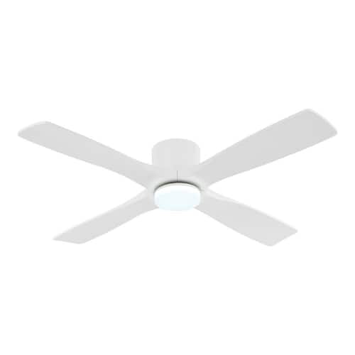 48 in. (4 ft.) 4 Solid Wood Blades Indoor Flush Mount Ceiling Fan with Integrated LED, White Lighting