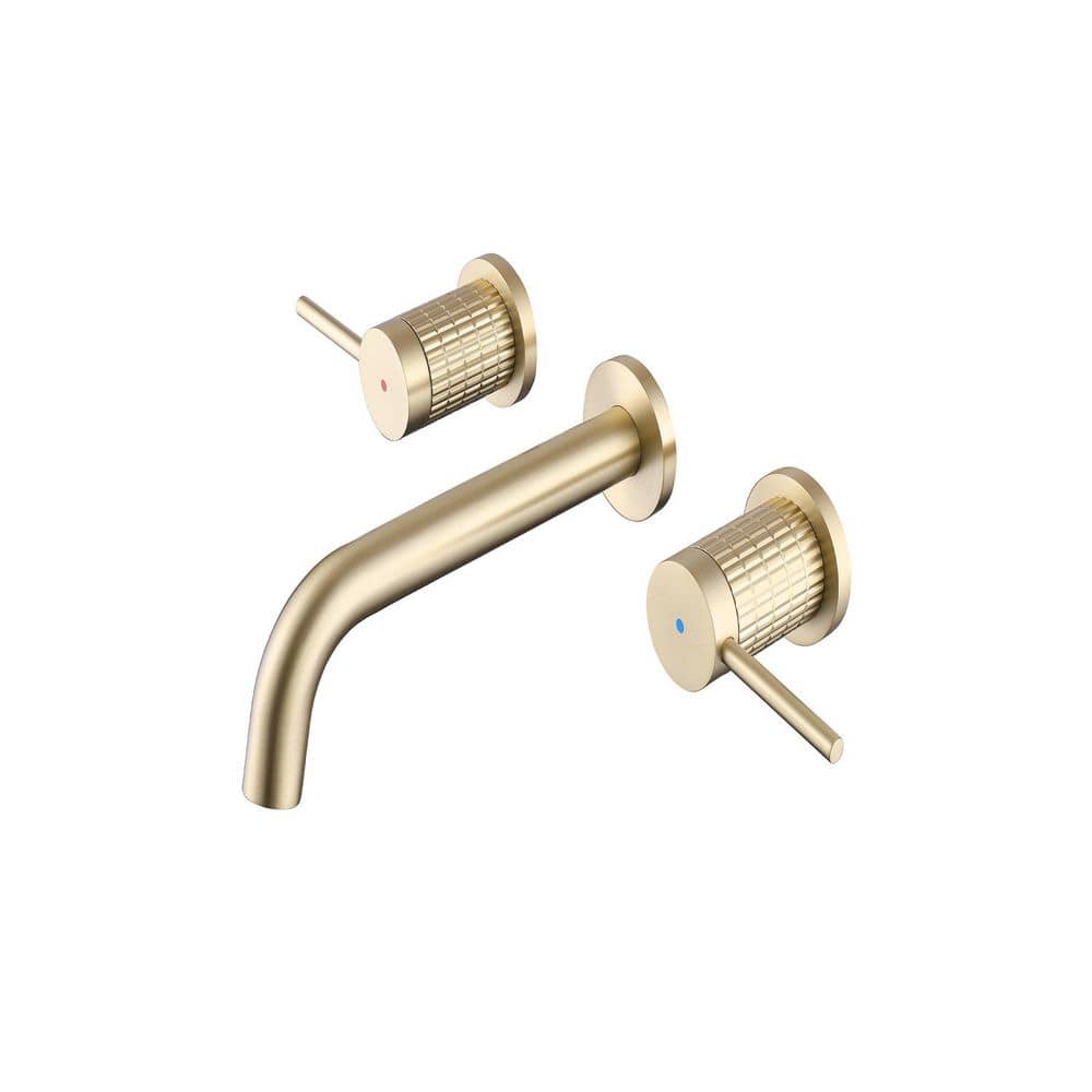 Double Handle 3-Hole Wall Mounted Faucet 360° Swivel for Bathroom Sink or Bathtub in Brushed Gold price history on PriceWatchPro