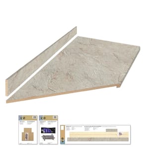 Formica 8 ft. Left Miter Laminate Countertop Kit Included in Textured Silver Quartzite with Eased Edge and Backsplash
