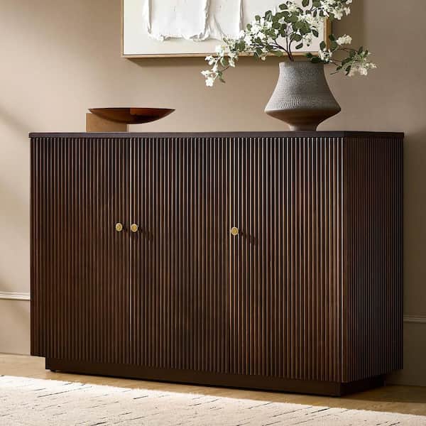 Lucy Walnut 48 in. Wide 3 door Wood Sideboard with Adjustable Shelvin.g