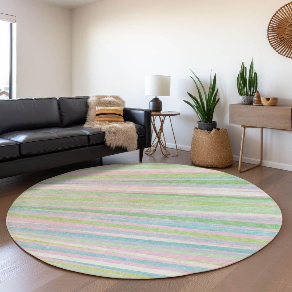 Mayfield Premium Machine Washable Abstract AMF997 Mint 8 ft. x 8 ft. Round Rug price history on PriceWatchPro