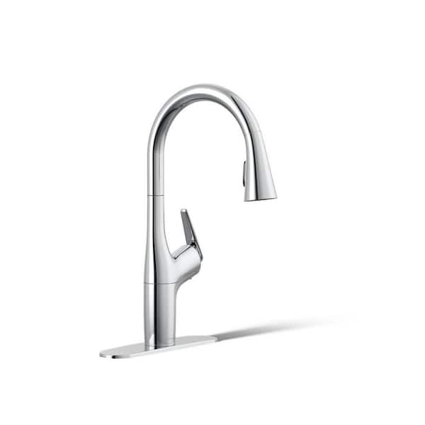 KOHLER Safia 1-Handle Pull Down Sprayer Kitchen Faucet with Integrated Soap Dispenser in Polished Chrome