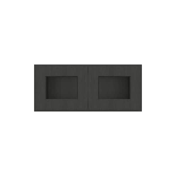 HOMLUX 27 in. W x 12 in. D x 12 in. H in Shaker Charcoal Ready to Assemble Wall Kitchen Cabinet with No Glasses